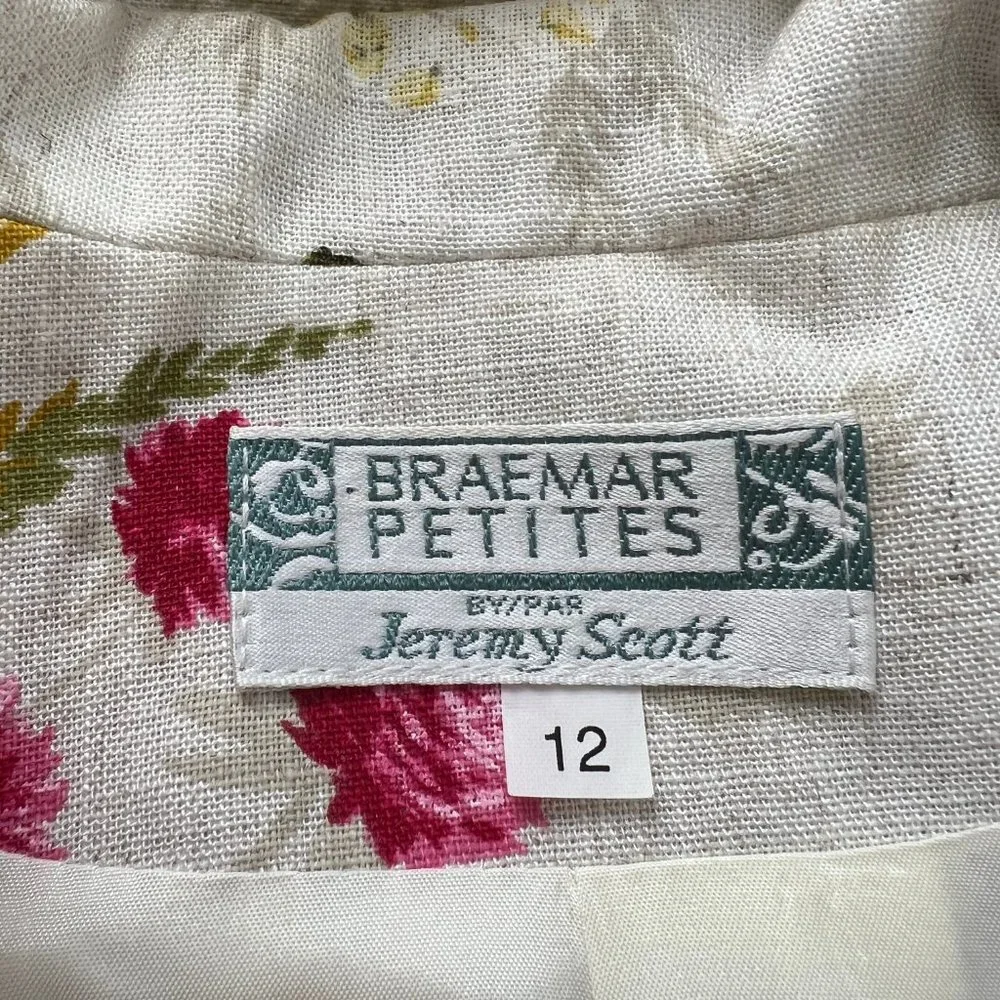 Vintage Oversized Linen Flax Blazer Floral Long Jacket Suit Coat Coastal Grandma - Picture 5 of 7